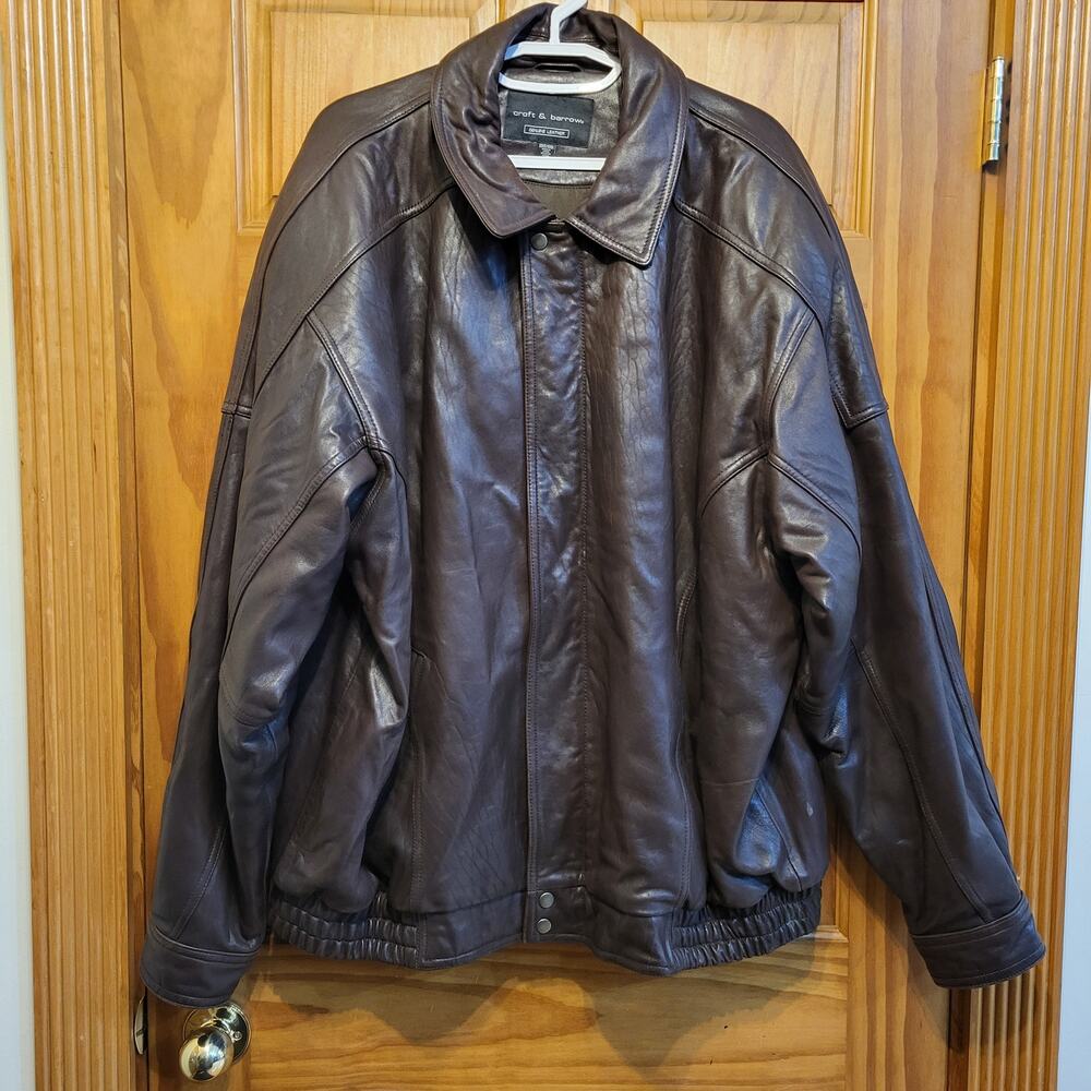 Croft & Barrow Mens leather Brown jacket coat heavy size XXLT